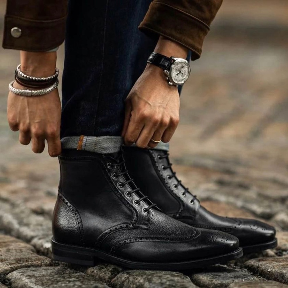 Thursday Boot Company Black Wingtip Boots